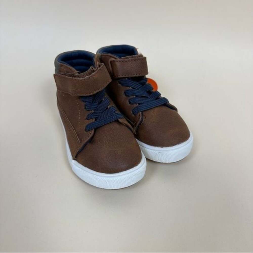 Wonder Nation Toddler Velcro High Top Shoes Faux Leather Brown Size 7